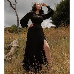 La femme noir silk black dress worn once